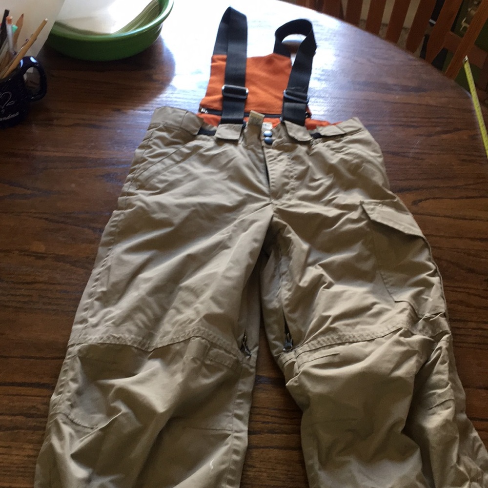 Snow bibs big kids sturdy heavy warm Med Khaki